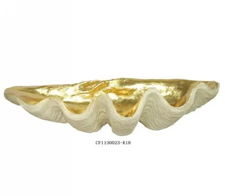 Wholesales Gold-leaf Resin Garden Imitation Clam Shells Statue Sea Shell For Garden Art factory