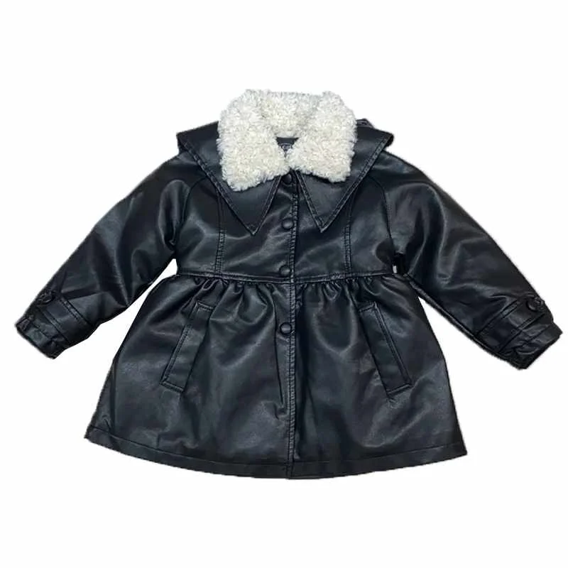 
2020 Winter Kids Clothing Children Clothes Korean Girls Coats leather brushed long sleeve Children Jacket 