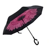 Malaysia c-handle hands-free function reverse folding double layer magic rain painting logo inverted umbrella