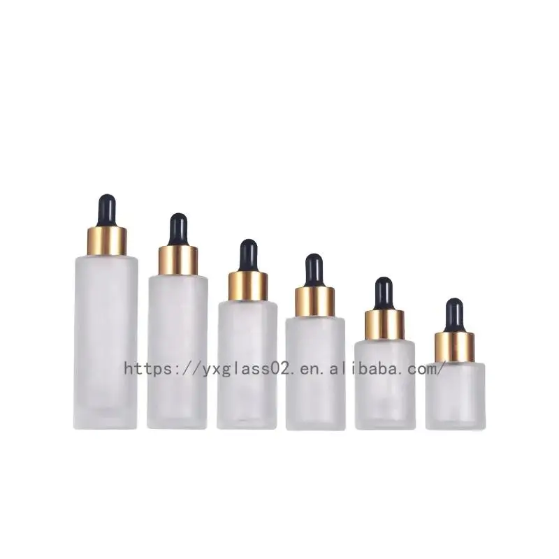 Custom Essential Oil  travel packaging glass container serum Flat Shoulder Dropper bottle for personal skincare20ml-100ml manufacture