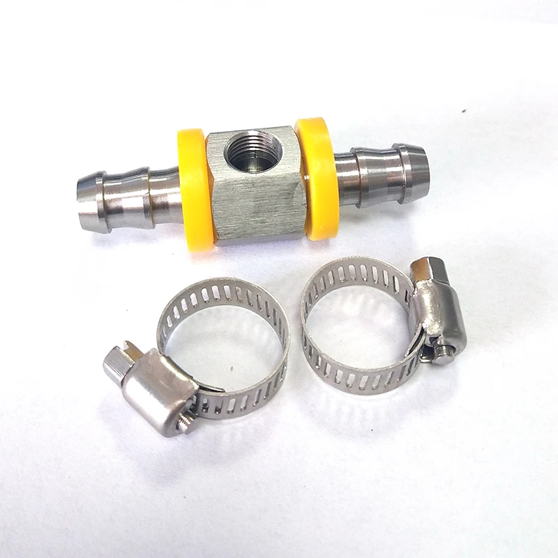 1/2 IN Fuel Line Fuel Pressure Barbed Push Lock T-Fitting Adapter with 1/8-27 NPT Sensor Port