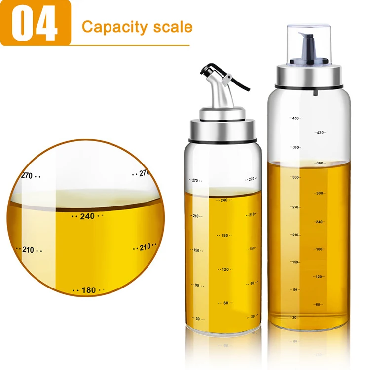 New Trending Online Shop Amazon Hot Sale High Quality Oil Cruet Glass Bottle Oil Vinegar Dispenser with Measuring Degree Scale