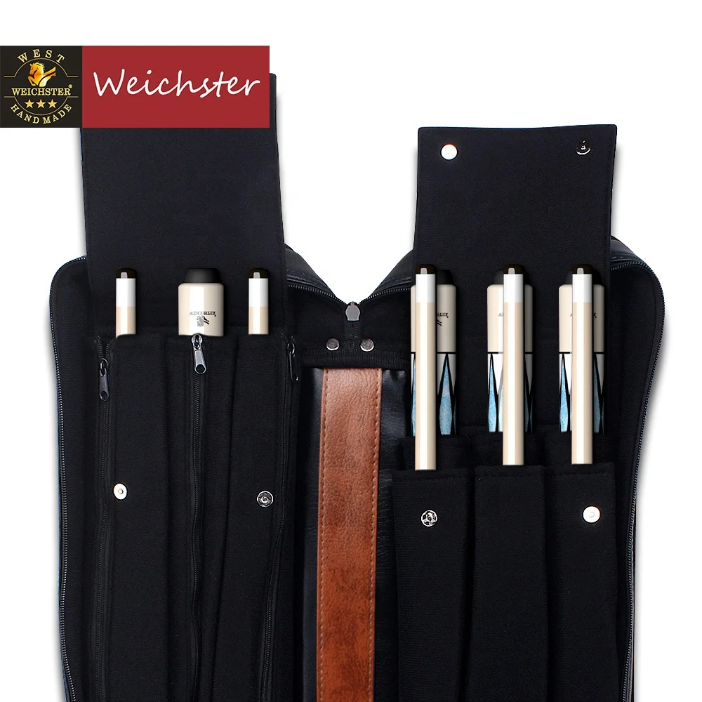 3x6 Billiard Pool Black Brown Cue Case/bag For 3 Butts 6 Shafts 9 Holes