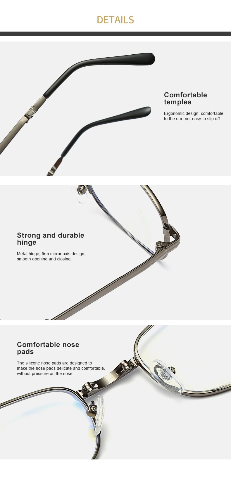 Folding Reading Glasses Metal Hyperopia Foldable Eyeglasses Diopter +1.