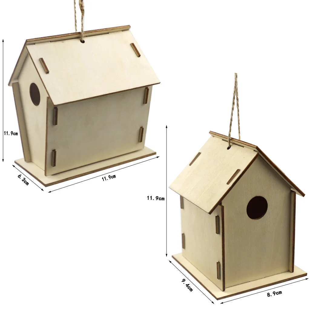 Birdhouses Mini Kit de casa para pájaros de madera para niños y adultos para construir al aire libre Colgando Diy Comedero completo para pajareras Hogar Mascotas Jardín Suministros Productos para aman