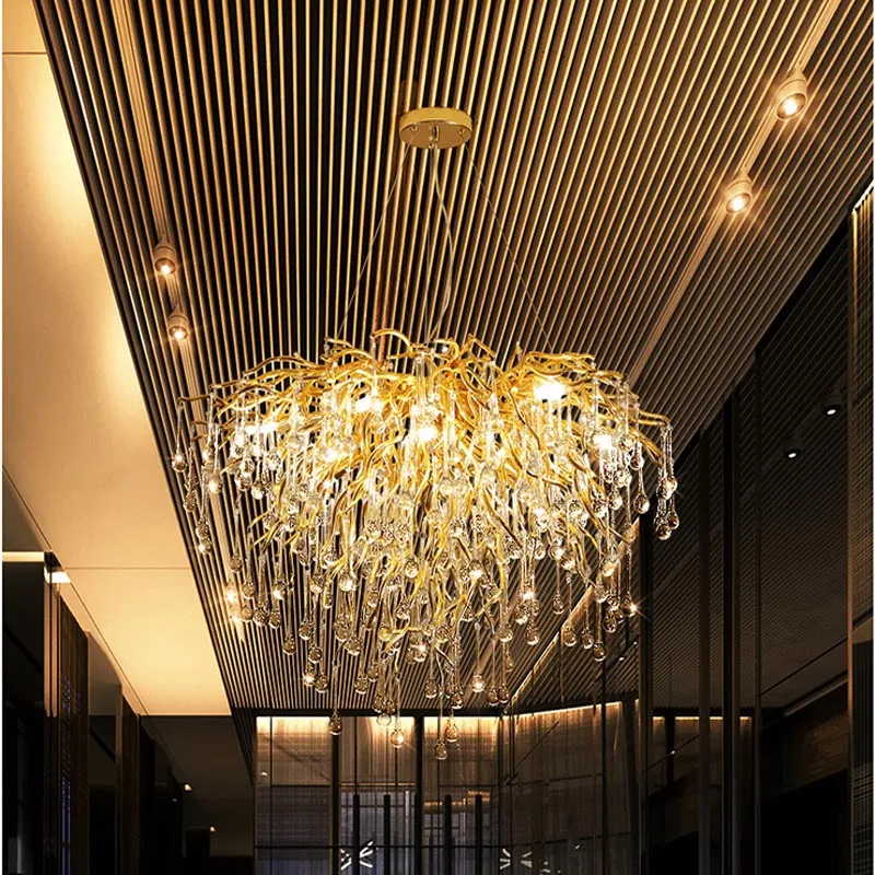 Factory Luxury Living Room Light Hotel Villa LED Lamp Large Round Ceiling Mounted Lighting k9 Pendant Lights Crystal Chandelier