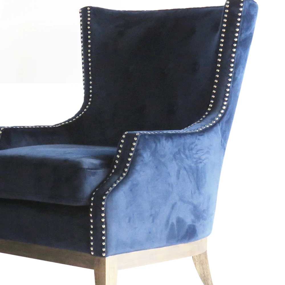 Modern High Wingback Upholstery Fabric Rivet High Back Chair For Living