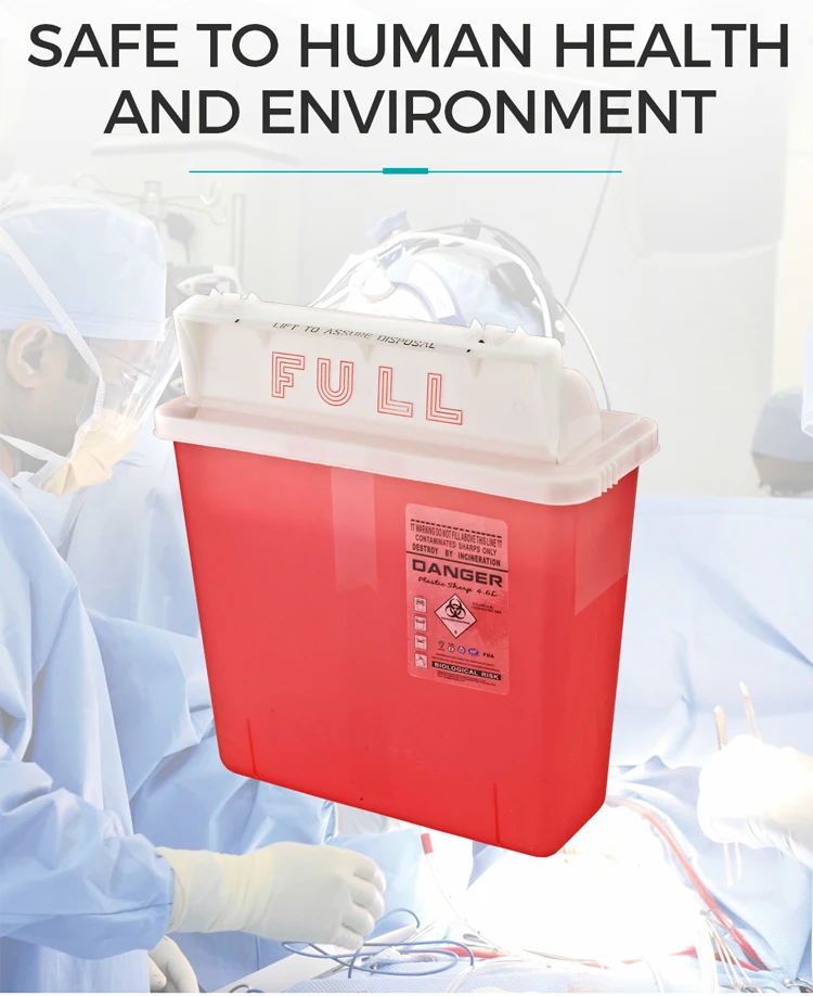 4.6l Wall Mounted Medical Sharps Container Biohazard Waste Container