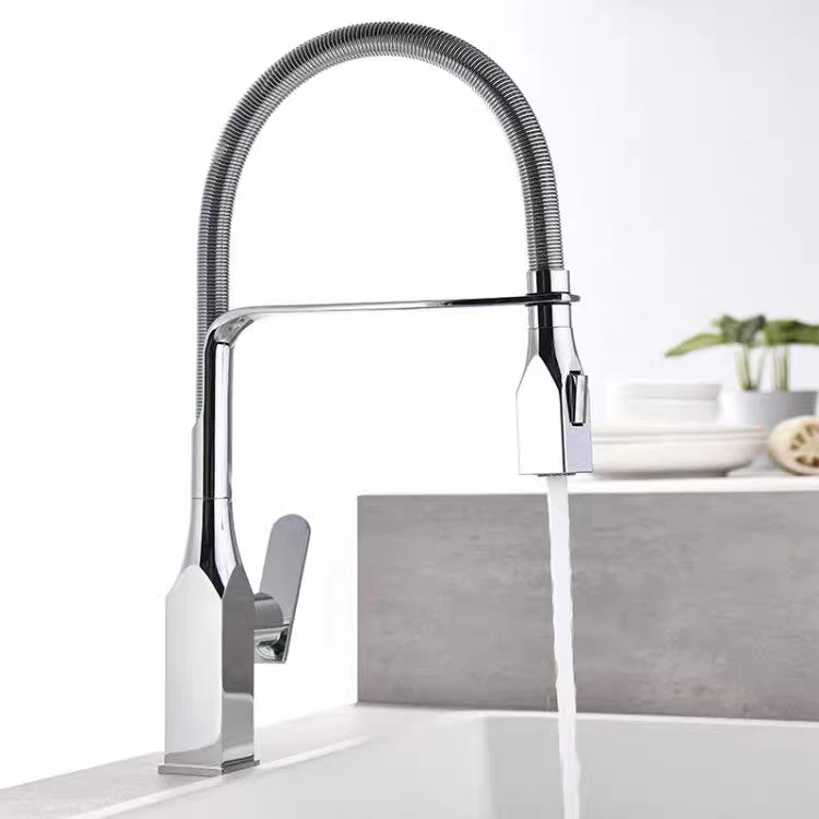 Chrome Plated Sink Mixer Rotate Single Hole Brass Kitchen Faucet Tap