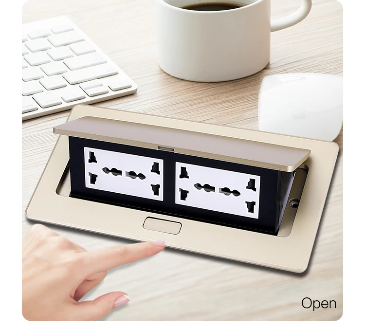 Factory sales gold aluminum alloy multi module embedded table socket