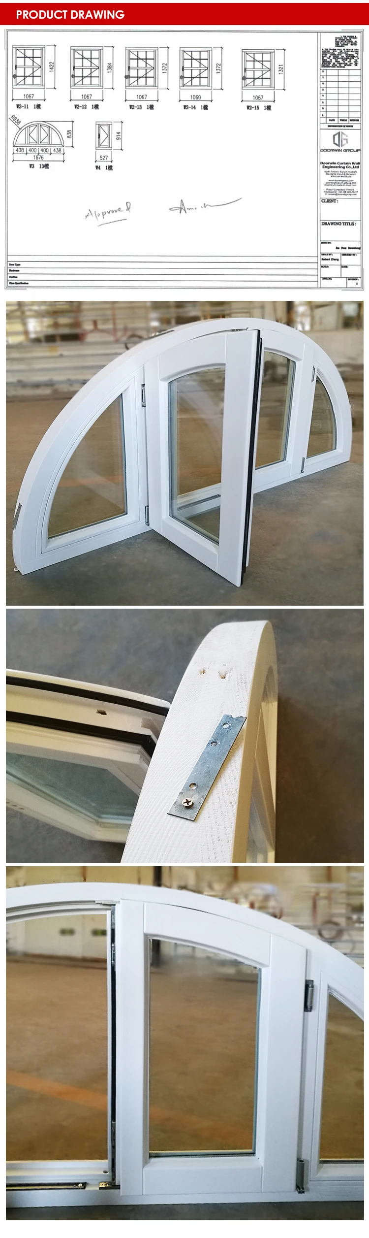 Latest tempered Glass Aluminum clad Wood Timber french Casement Windows For house