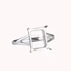 New Fashionable Silver Ring Base Square Sterling Silver Ring Base Adjustable Rings Setting