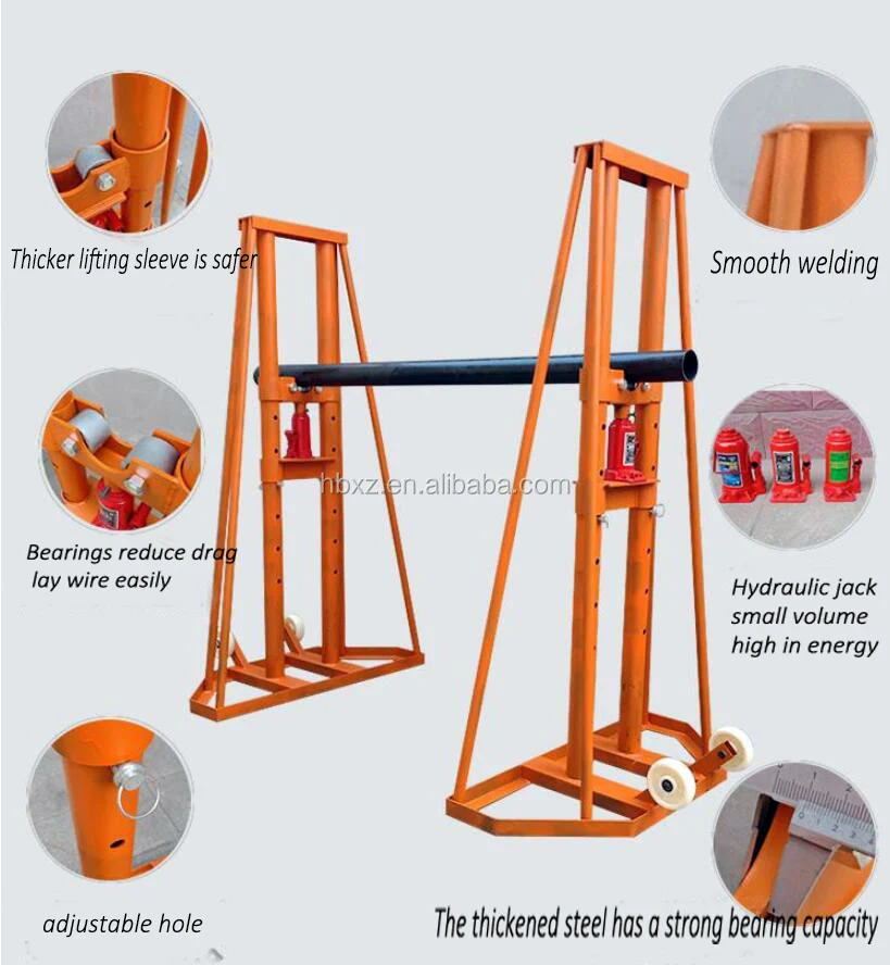 Hydraulic Cable Reel Stand Cable Drum Jack With Spindle For Supporting