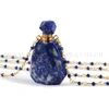 PB003 Latest Natural Lapis gems perfume bottle necklace crystal bottle perfume pendant