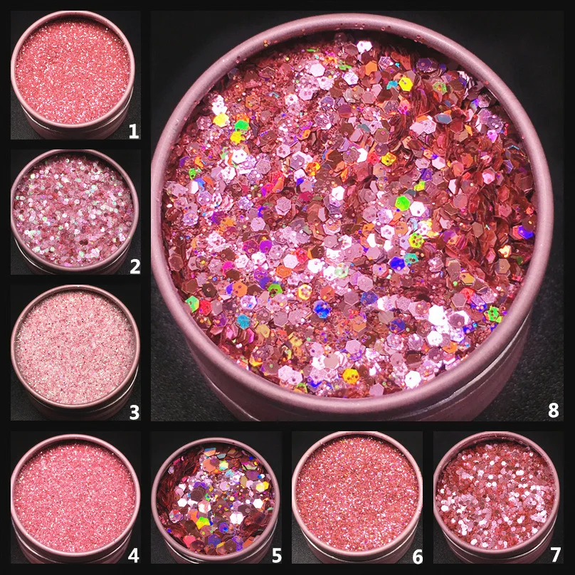 8 Styles Rose Gold Radium Glitter Nail Art Glitter Nail Sequins