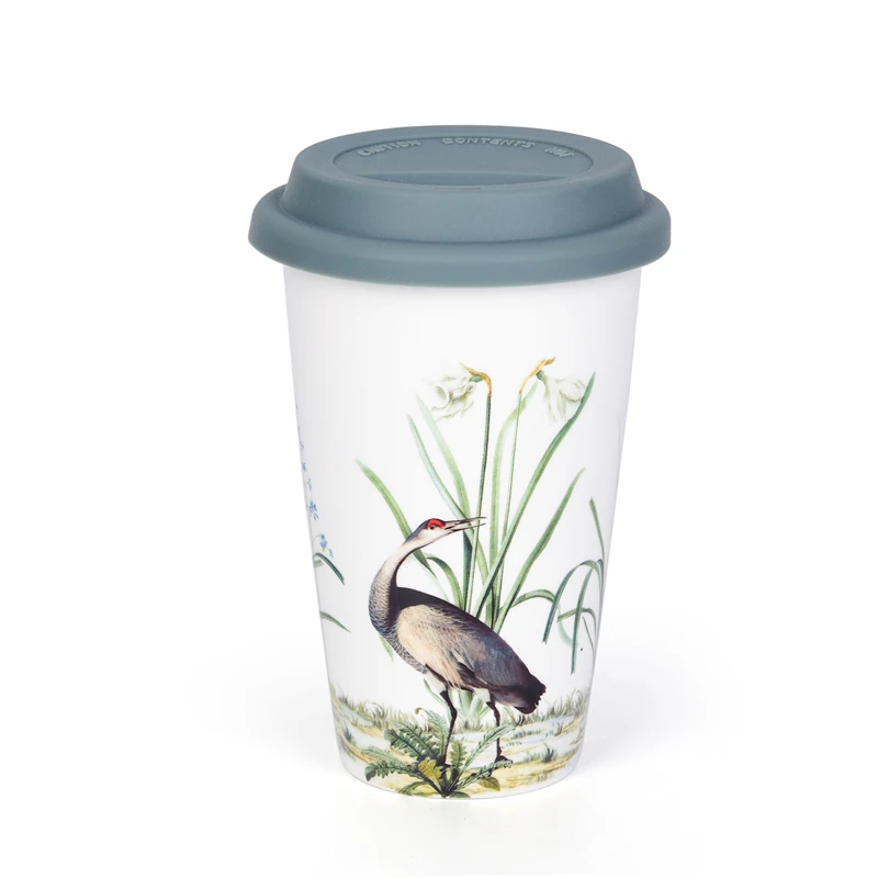 Porcelain Custom Printed Travel Mug With Silicone Lid Insulated Travel