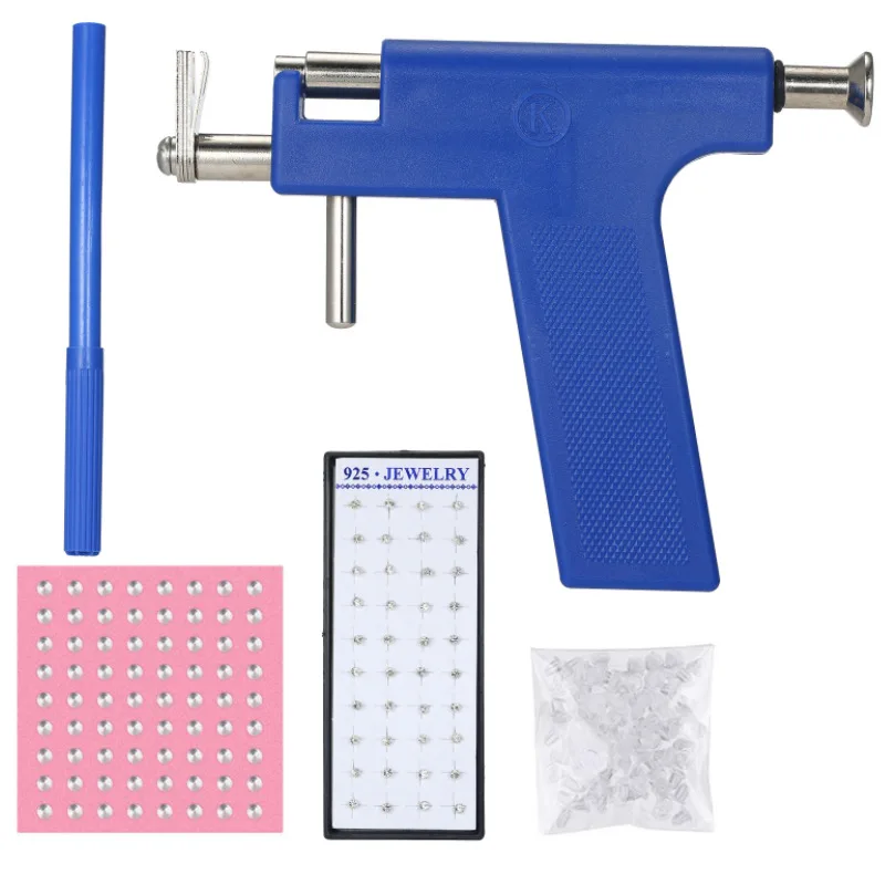 White box ear gun suit diamond stud earrings blue