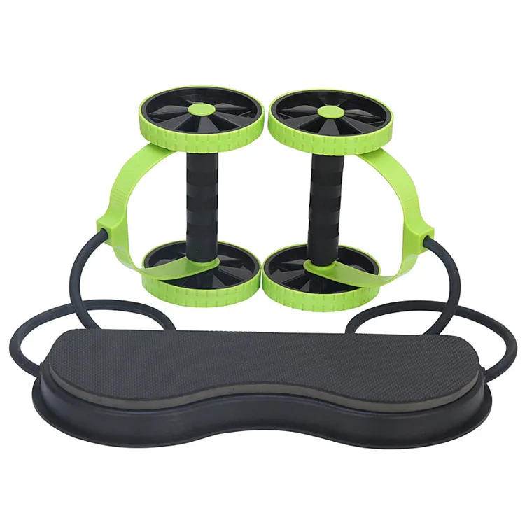 Double Ab Wheel Roll Roller Fitness Revoflex Xtreme Manual Gym Abdominal Resistance Exercise Abs Trainer With Resistance Bands