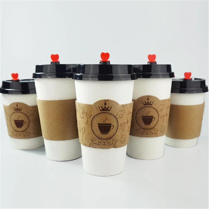 Изготовленный на заказ логотип печатая рукав кофейной чашки гофрированной бумаги Kraft бумажный
