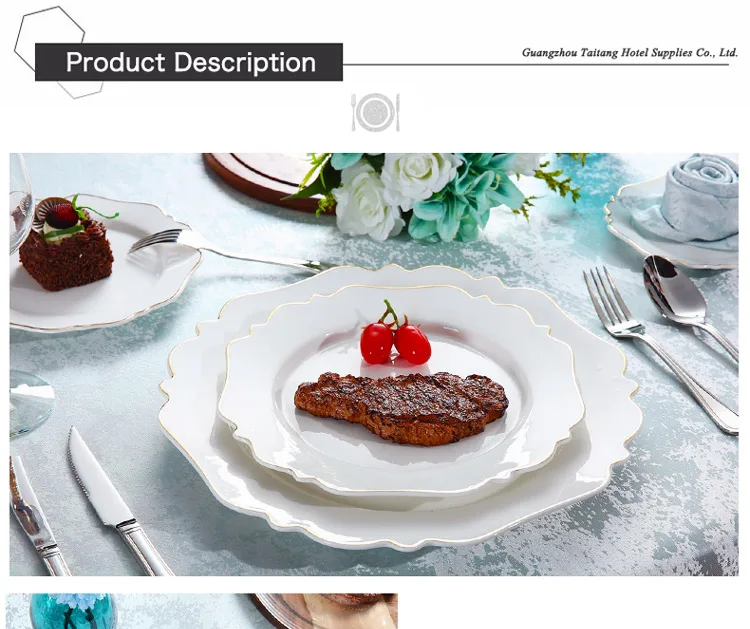 Custom Logo Wedding Tableware Modern Porcelain Plates Restaurant
