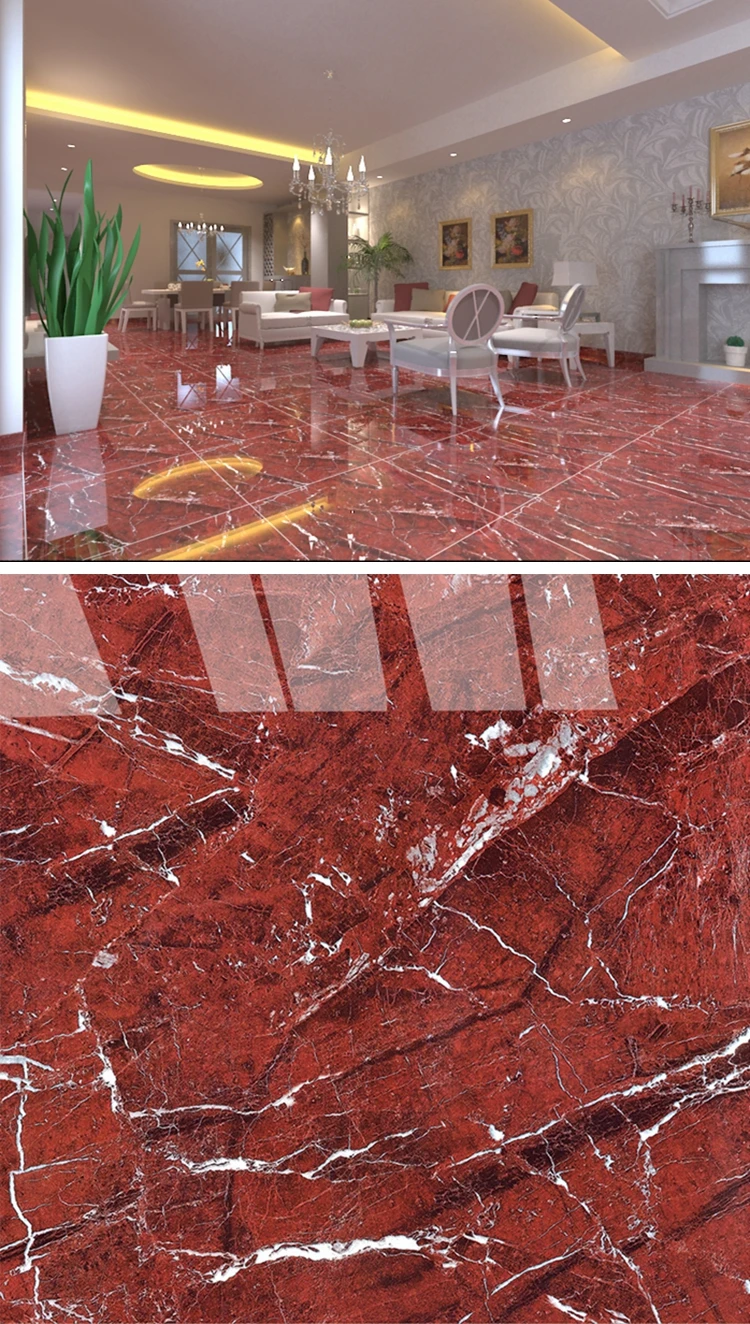 Bright Colored Porcelain Red Marble Floor Tile - Buy Bright Colored