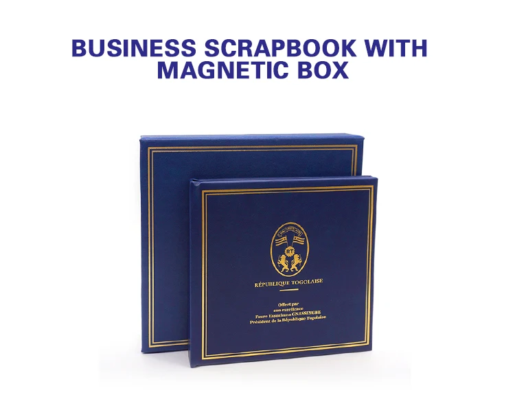 Business Company Stamp Collection Pu Leather Cover Post Stamp Collection Album Scrapbook with Cardboard factory