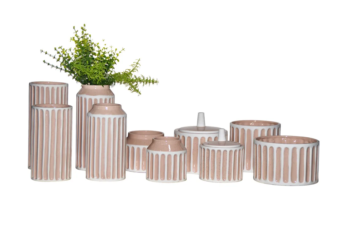 Stripes Ceramic Vases and Pots Home Decoration Wholesales