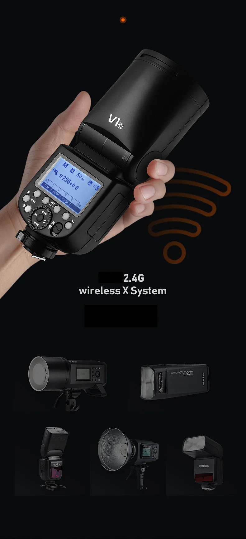 In Stock Godox Flash V1 On Camera Head Flash V1c Ttl 1/8000 Hss Battery