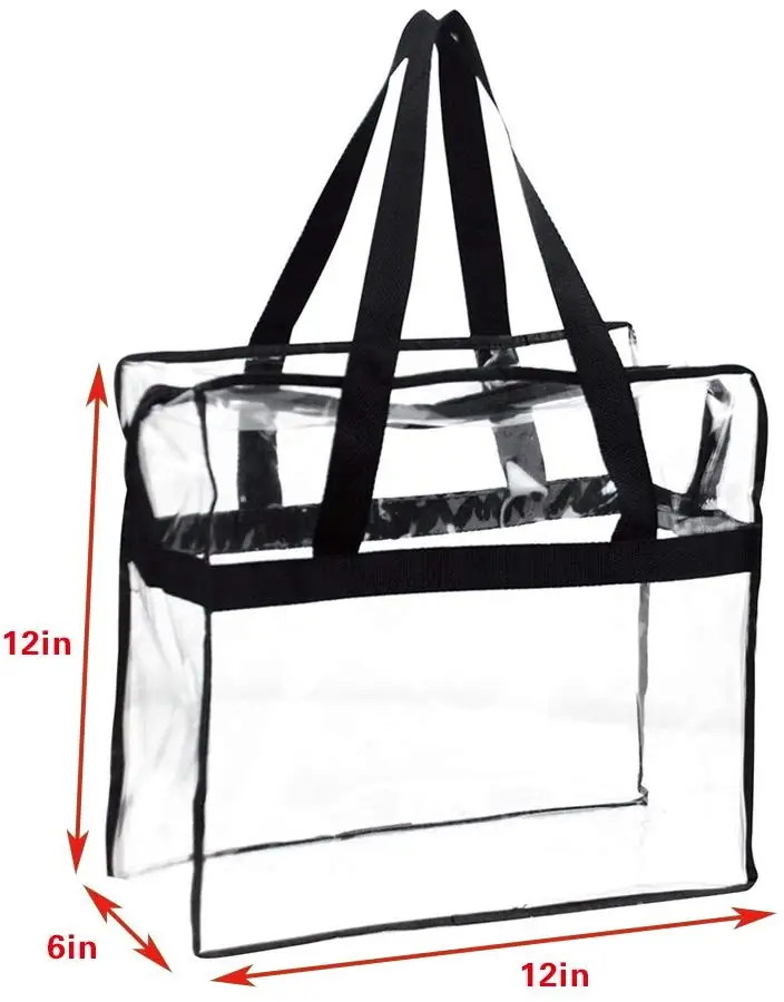 12x12x6 Clear Vinyl Stadium Bags Zipper 2021 With Handle - Buy 12x12x6 ...