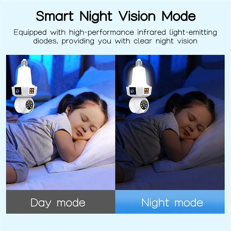 V380pro E27 Wireless Mini Camera Bulb Night Vision Function 3Screen 360 Full-Color 3MP HD Light Camera OEM Real Shenzhen Factory