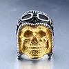 exaggerated Personalized man Air Force Pilot Skeleton head Skull Ring alloy gold Punk Biker Rings with cheap price for sale