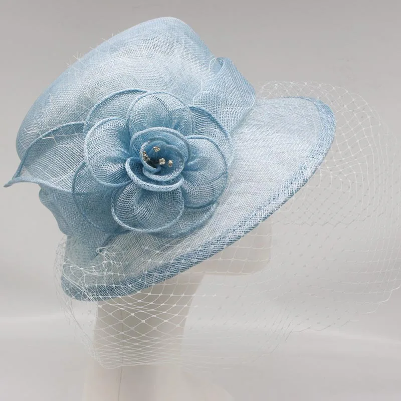 Light Blue Sinamay Mesh Veil - Perfect for Formal Occasions display picture 2