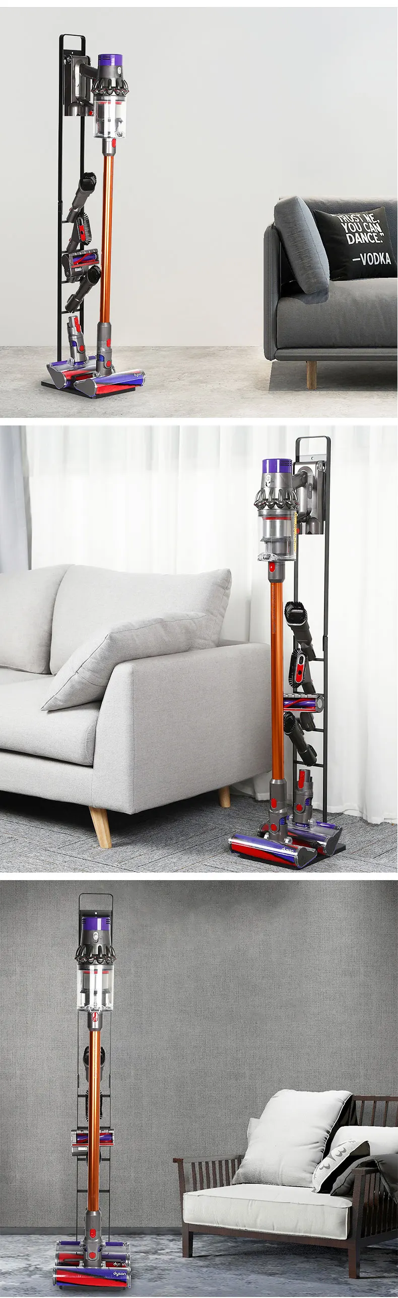 Multifunctional Metal Iron Home Vacuum Cleaner Storage Hanger Rack For