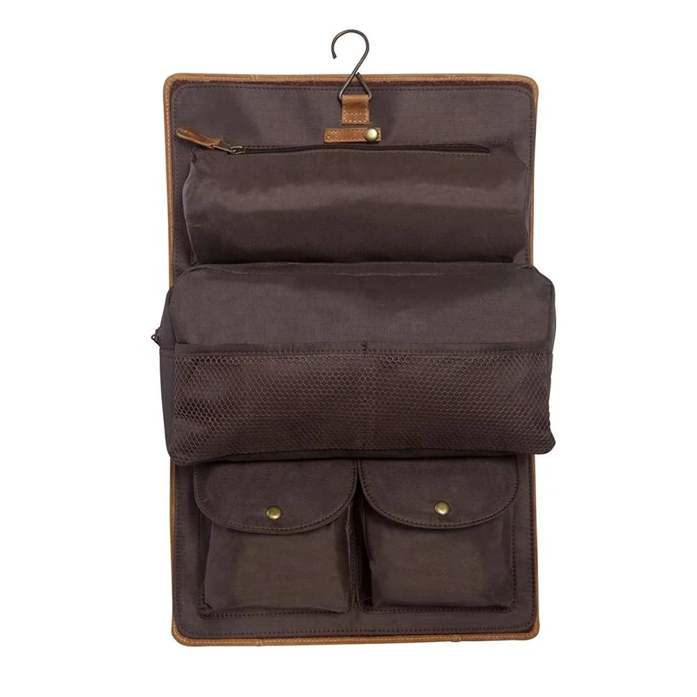 mens leather toiletry bag hanging