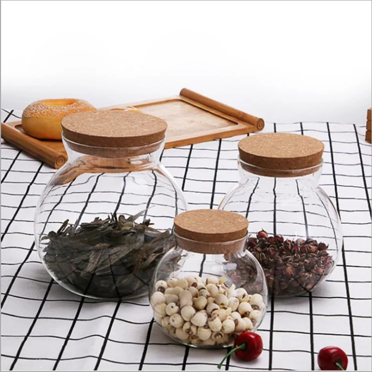 Home Goods Sealed Airtight Storage Round Glass Jar With Cork Lid Buy
