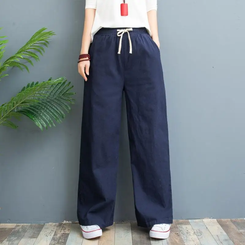 Ladies Long Loose Linen Pants For