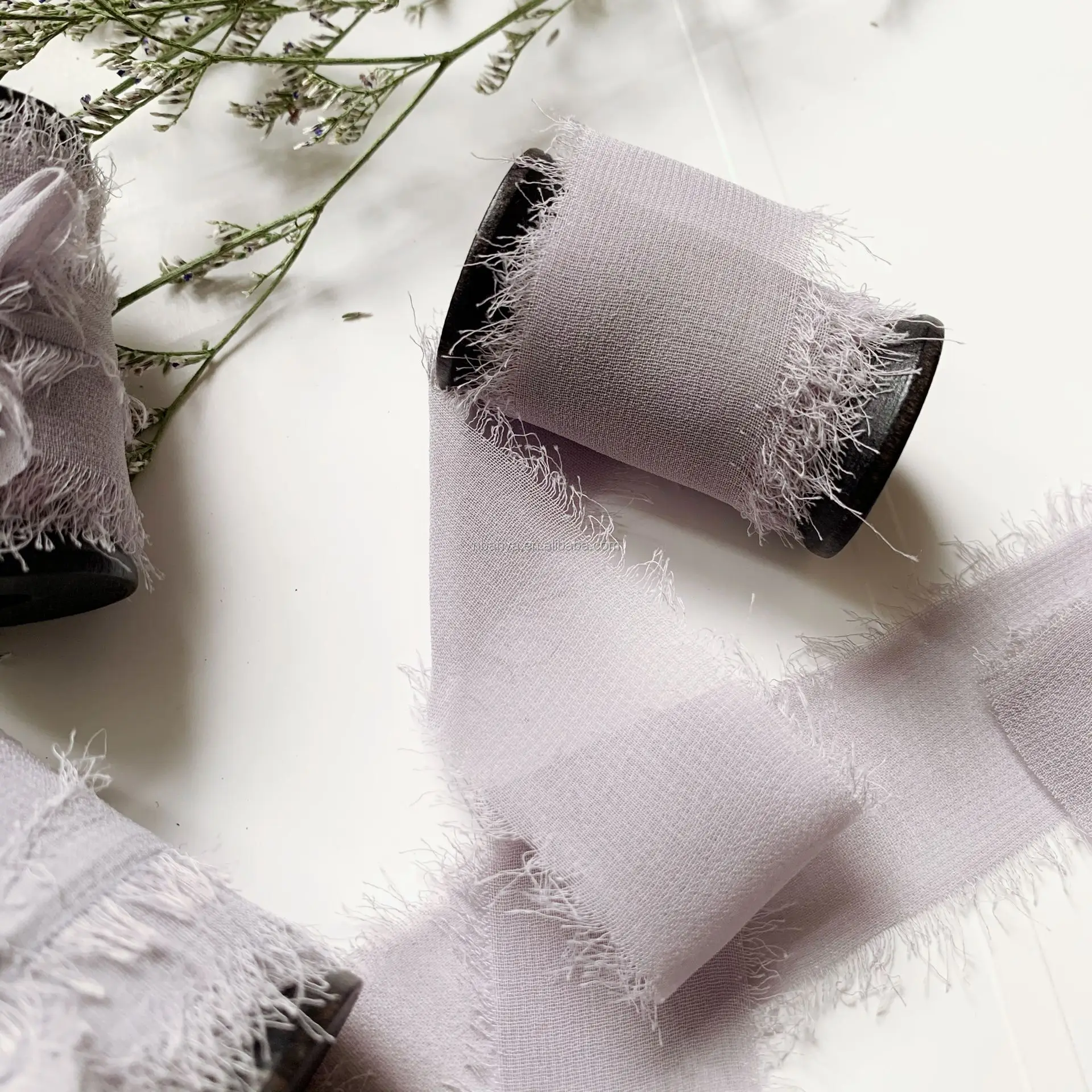 20mm80mm Pure Silk Frayed Edges Ribbon Ins Style Wedding Silk Ribbon