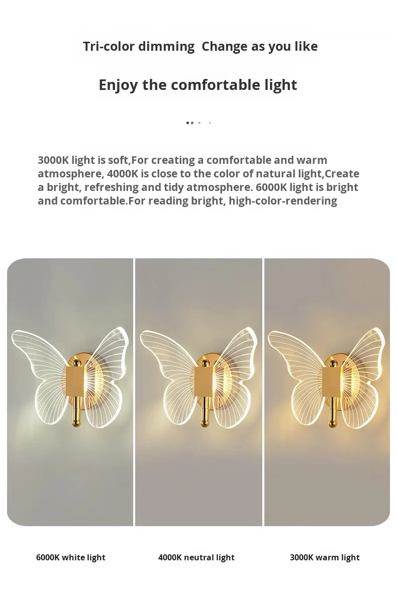 product butterfly inspired led wall lamp with light modern for nordic style hotels bedsides bedrooms and tv walls-2