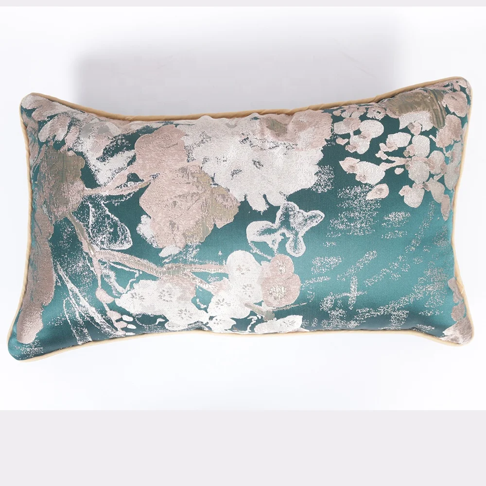 Decorative Luxury Jacquard Hunter Green Floral Pattern Metallic Throw