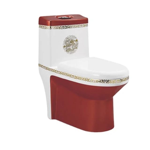 
China Manufacturer hot selling colourful golden one piece toilet 