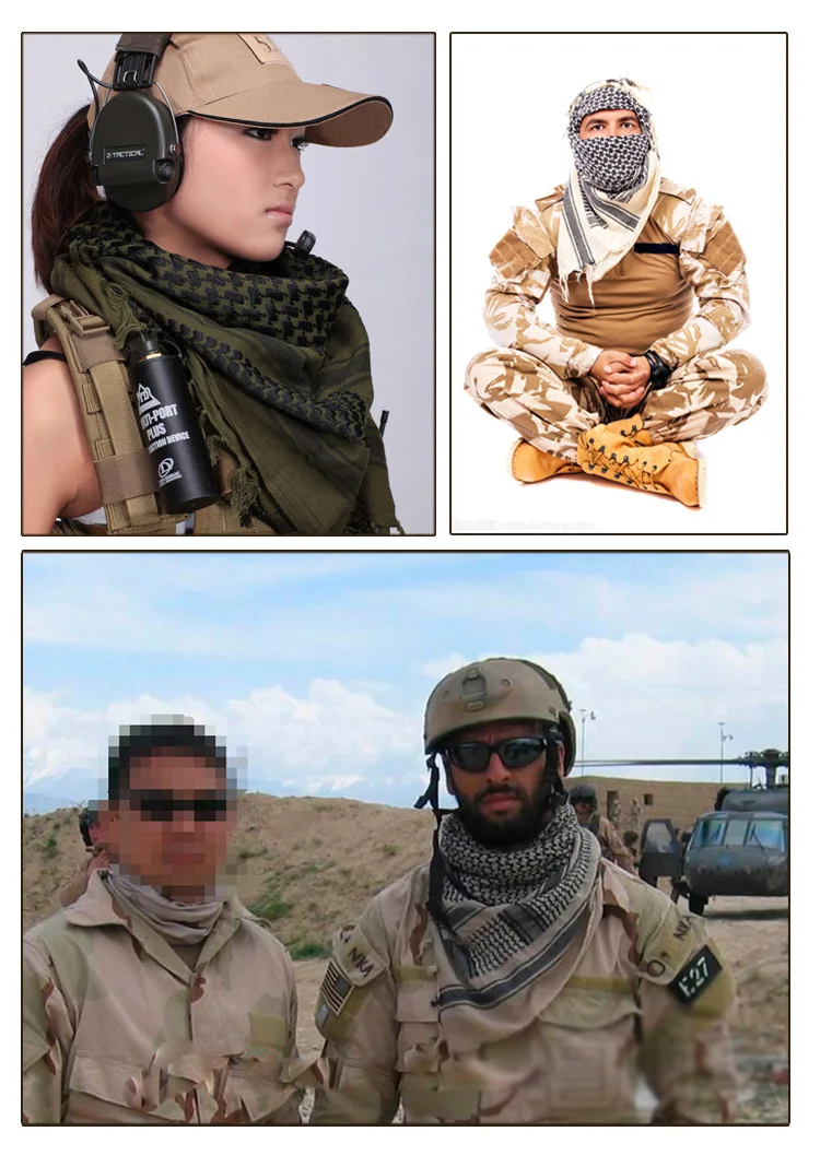 Fashion Shemagh Mens Square Outdoor Shawl Military Arab Tactical Desert Army Shemagh Keffiyeh Arafat Scarf Fashion