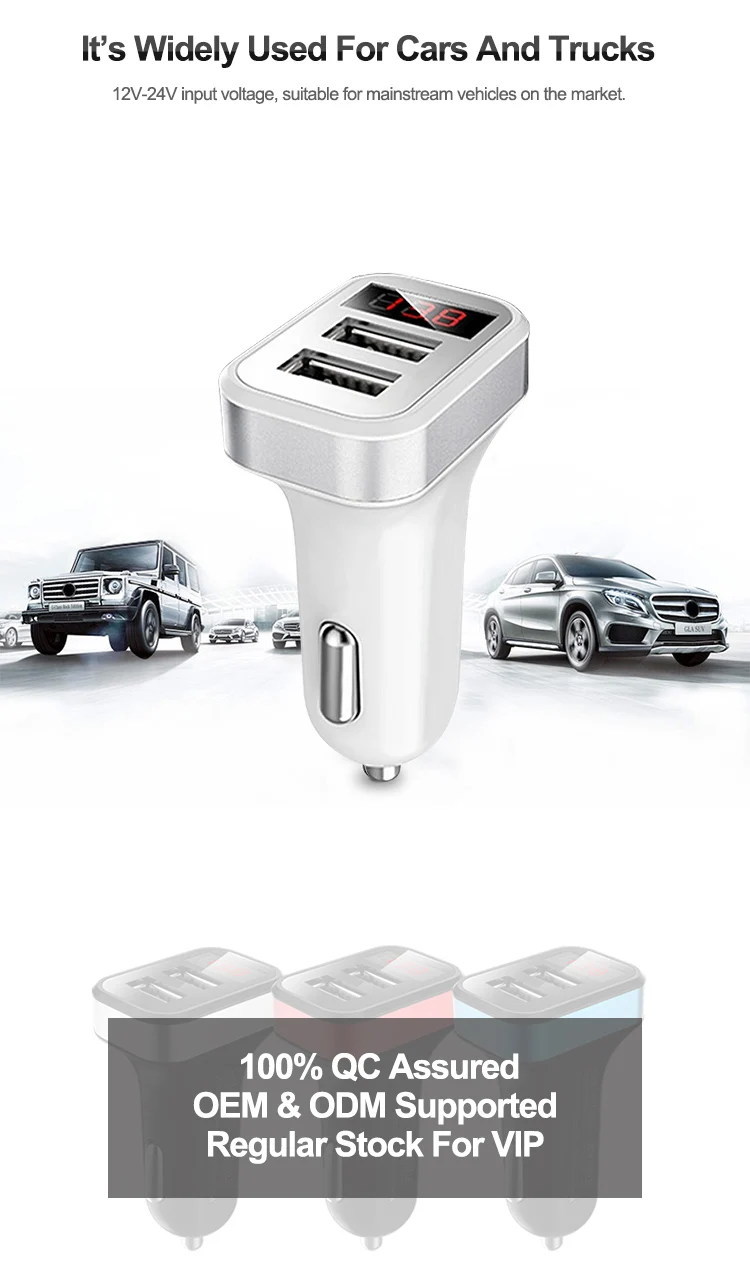 Cheapest Universal 5V 3.1A 2 Ports Dual USB Car Charger With LCD Screen LED Voltage Display For Nokia