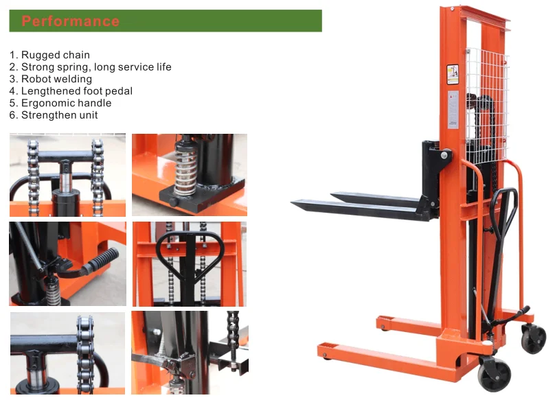 Manual Pallet Stacker 1000kg 2000kg 30000kg 1100mm3500mm Heigh Range