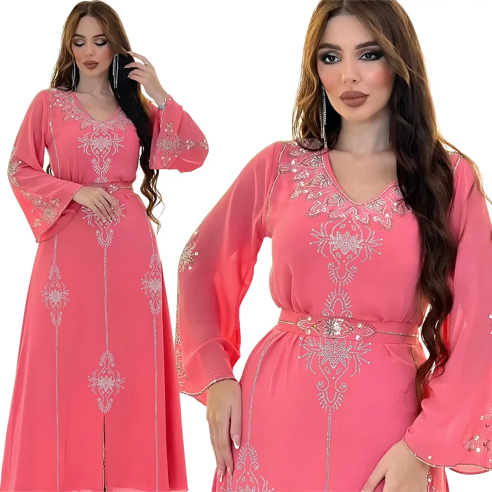 Abaya Dubaï 2026 de Luxe en Mousseline – Caftan de Soirée Modeste – Grossiste Grossiste Turquie