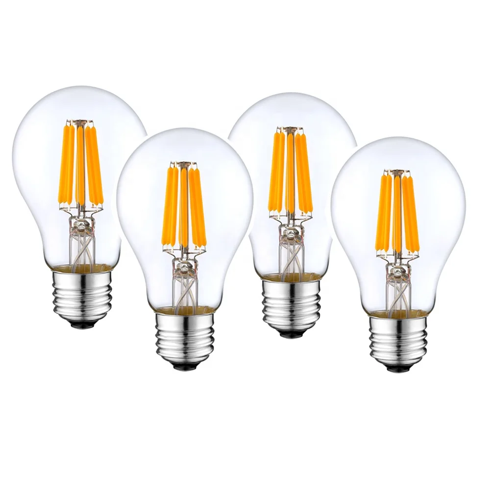 Ali China Factory 4 Packs Edison Light Bulb A60 A19 E26 E27 B22 Lamp Dimmable Led Filament Bulbs