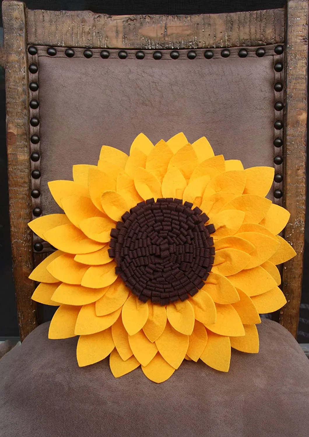 round sunflower pillow