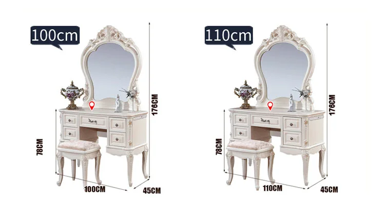 Woman Makeup Wooden Designs Dressing Table for  Girl with Mirror and Stool