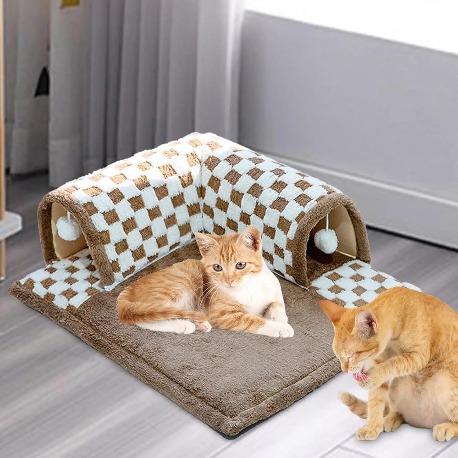 Cat Toy Tunnel Removable Bottom Cat Tunnel Bed With Anti-slip Mat Four ...