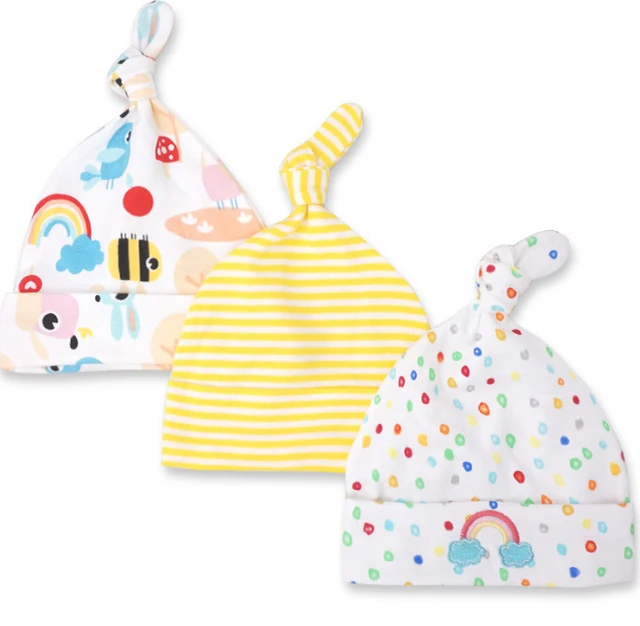 New Style Baby Hat 0-6 Months Newborn Cotton Hats Three Pieces For Boys ...