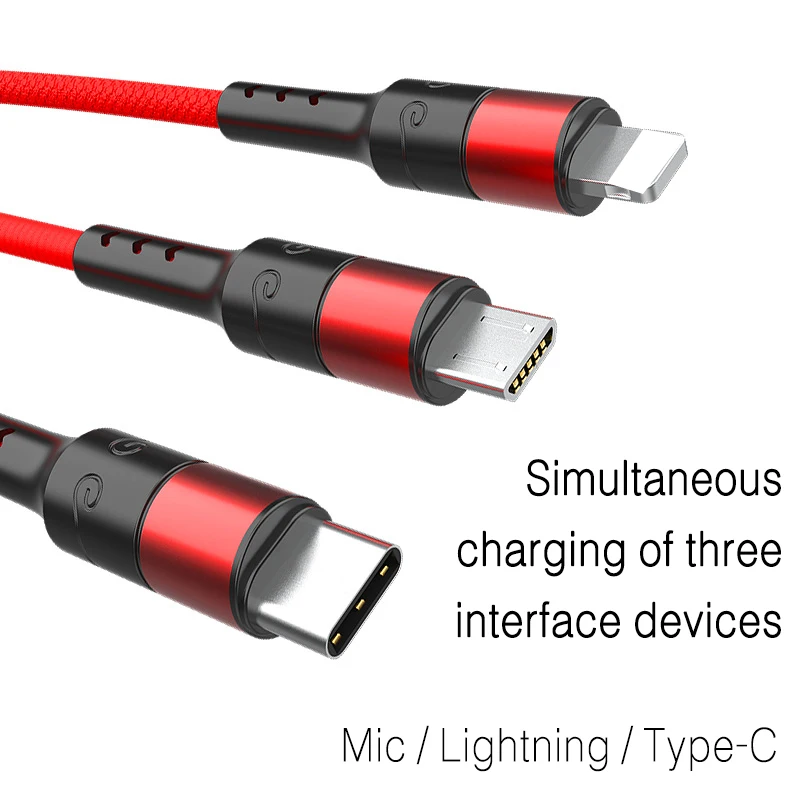 5A Fast Multi Charger Cable Universal USB Charging Cable with Micro USB Type c Port Cable for 8-PIN Most Android Phones - ANKUX.COM